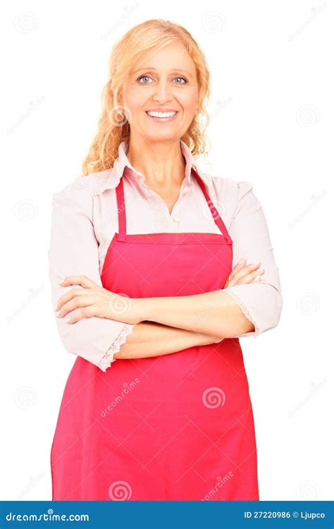 A Female Manual Worker Wearing An Apron And Posing Stock Photo Image
