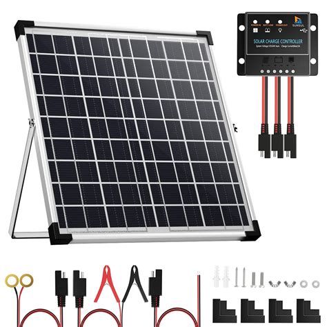 Sunsul 20 Watt 12v Solar Panel Kit Battery Maintainer Trickle Charger