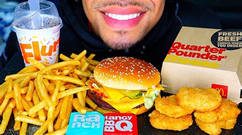 Asmr Mcdonald S Quarter Pounder With Cheese Chicken Nuggets Oreo Mcflurry Fries Mukbang Eating
