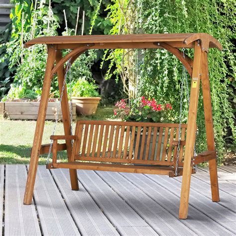 Larch Wood Wooden Garden Swing Chair Seat