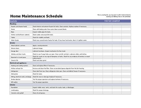 20 june 2017 v manikandan, vasai. Home Maintenance Schedule Templates | 10+ Free Xlsx, Docs ...