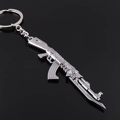 Ak 47 Gun Key Chains Silver Ring Weapon Keychain Handbag Cell Phone