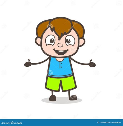 Joyful Face Cute Cartoon Boy Illustration Stock Illustration