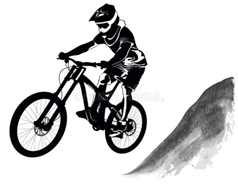 Silhouette Of A Cyclist Riding A Mountain Bike Stock Illustration