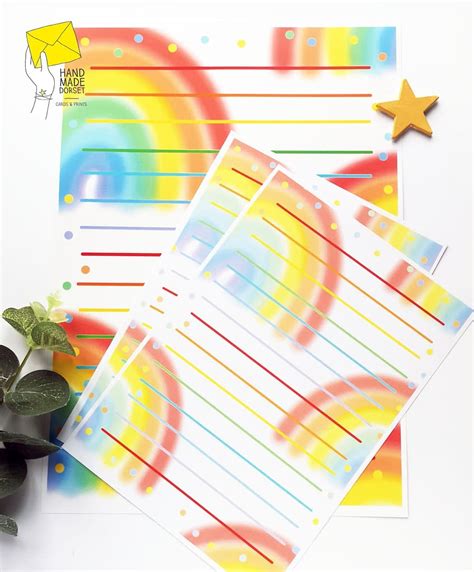 Rainbow Writing Paper Rainbow Paper Set Handmade Dorset