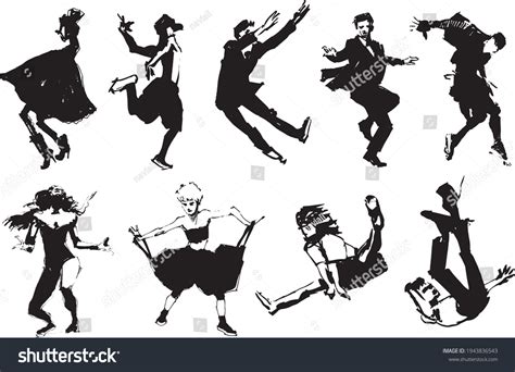 Sketch Dancing People Silhouette Vector Stock Vector Royalty Free