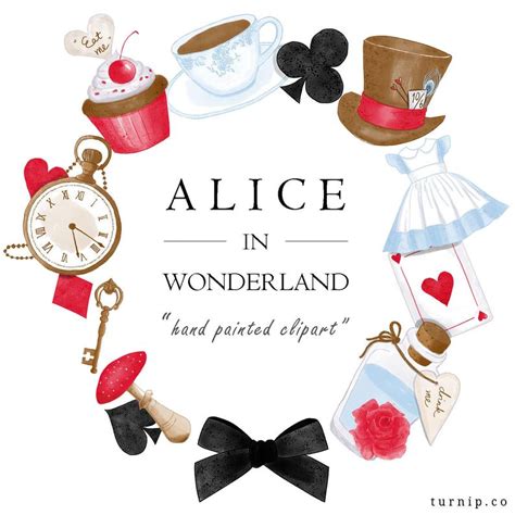 Alice In Wonderland Clipart Set Watercolor Alice Clip Art