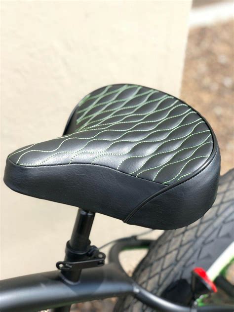 Custom Beach Cruiser Comfortable Bicycle Seat Green Stitching