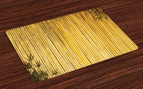 Bamboo Placemats Set Of 4 Bamboo Stems And Leaves Oriental Nature Wood