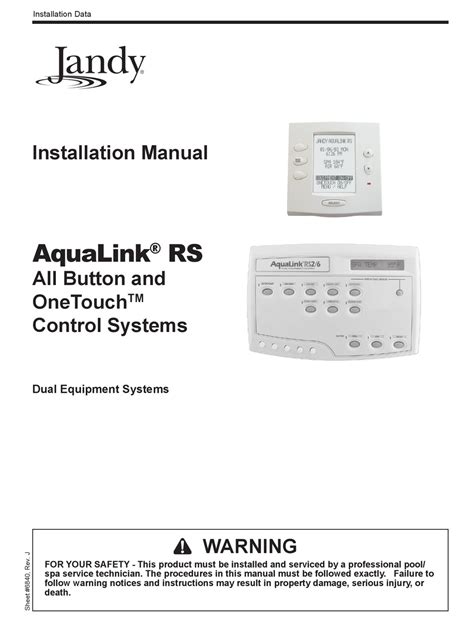 Jandy Aqualink Rs6 Installation Manual Pdf Download Manualslib