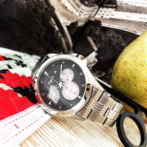 【agnès b 】三眼扇形質感黑腕錶 5y66 0ae0c 40mm 現代鐘錶