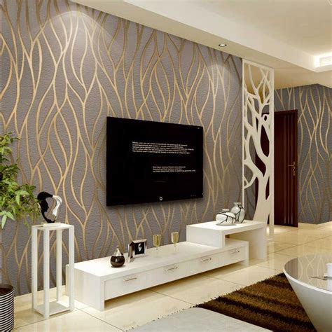 3d Striped Non Woven Suede Wallpaper For Walls Roll Modern Bedroom