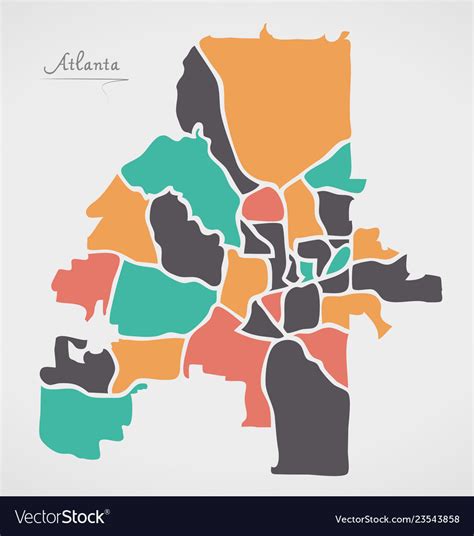 Atlanta Georgia Map With Neighborhoods And Modern Vector Image