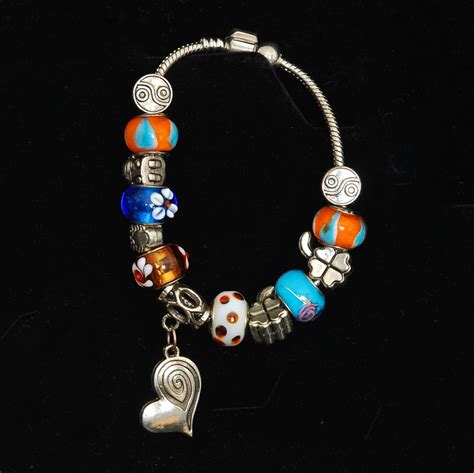 Pandora Sterling Silver Charm Bracelet With Multiple 925 Charms Quiet