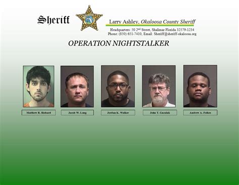 Operation Nightstalker Nets Five Arrest | Okaloosa County Sheriff's Office