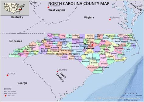 North Carolina Cities Counties Map