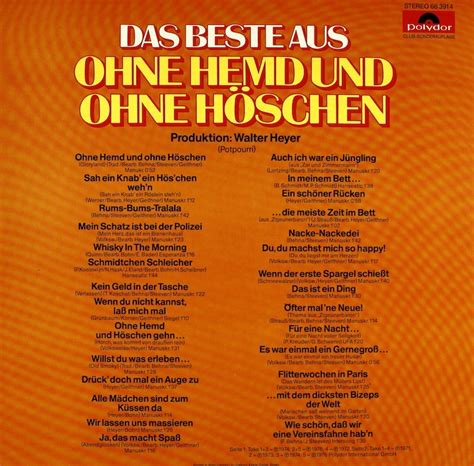 Walter Heyer Das Beste aus ohne Hemd und ohne Höschen Bertelsmann Vinyl Collection