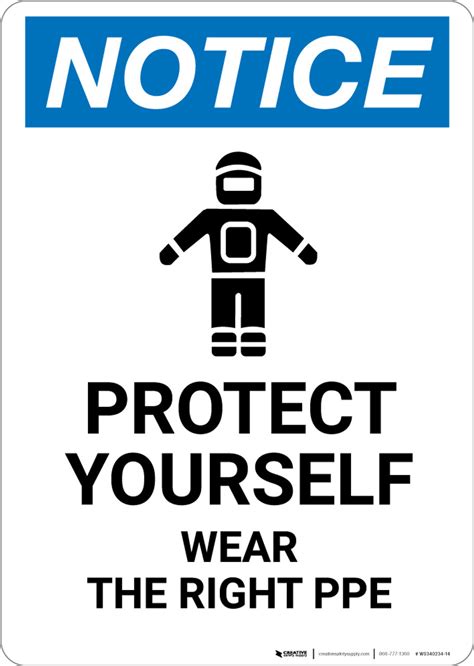 Notice Protect Yourself Wear Ppe With Icon Portrait Wall Sign