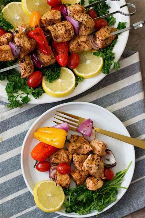 Simply seasoned grilled chicken shish kabob with a creamy dill dipping sauce. Mediterranean Chicken Shish Kabob Recipe [Video ...