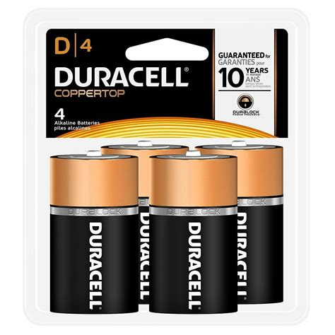 Duracell Coppertop Alkaline D Batteries 4 Count