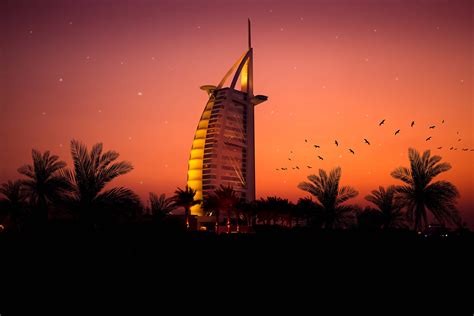 Download Burj Al Arab Sunset Aesthetic Wallpaper