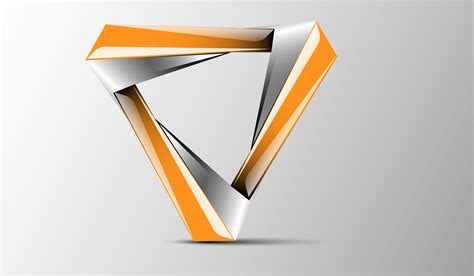 An Orange And Silver Triangle Shaped Object On A Gray Background With