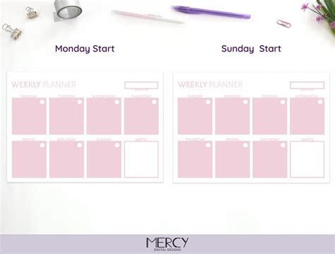 A4 Printable Weekly Planner Etsy