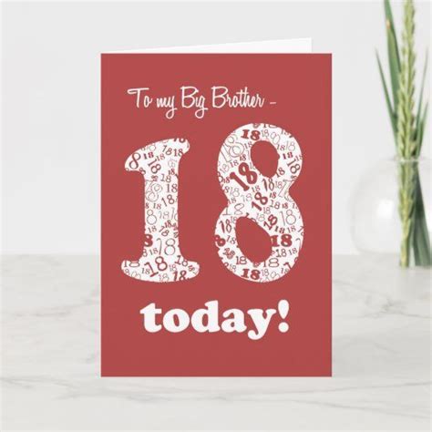 Chic Red 18th Birthday Card For Big Brother Popular Zazzle Product