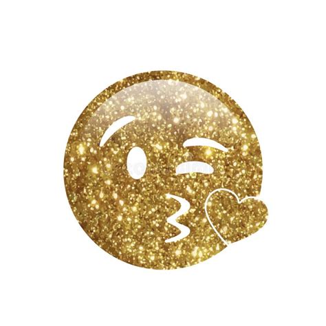 Emoji Glitter Golden Happy People Face With Sunglasses Stock
