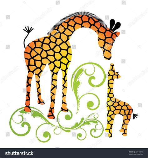 Mother Baby Giraffe Stock Vector Royalty Free 83579941 Shutterstock