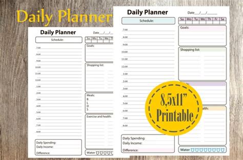 Daily Planner Printable 2020 Planner Inserts Instant Etsy