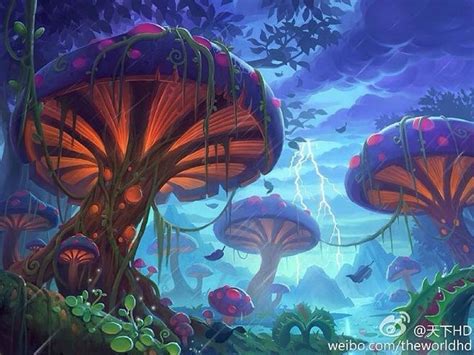 Fantasy Scene Large Mushrooms Fantasy Art Landscapes Fantasy Art