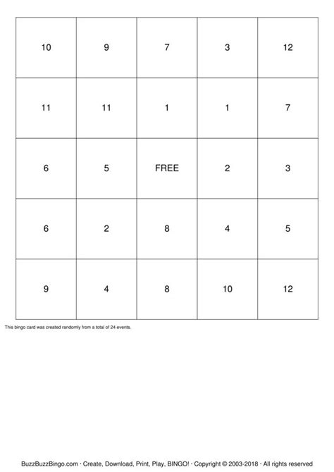 Numbers 1 12 Bingo Cards To Download Print And Customize