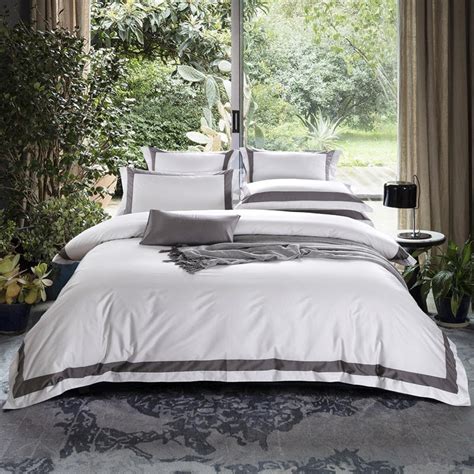 Luxury White Egyptian Cotton Bedding Set King Queen Size Hotel Bed Set