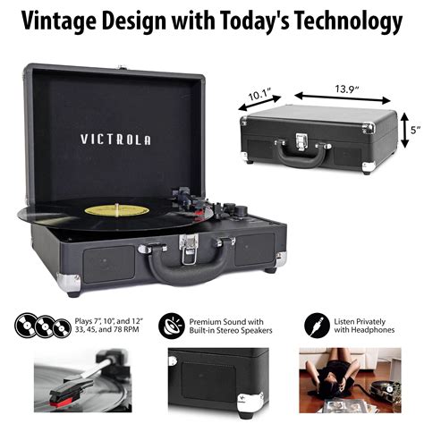 Bingua Com Victrola Vintage Speed Bluetooth Portable Suitcase Record Player With Built In