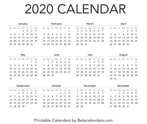 2020 Calendar Printable Free Encouraged For You To My Personal Blog