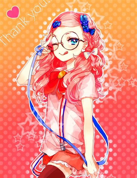 Anime Girl With Pink Hair Blue Eyes Curly Hair Wavy Hair Braid
