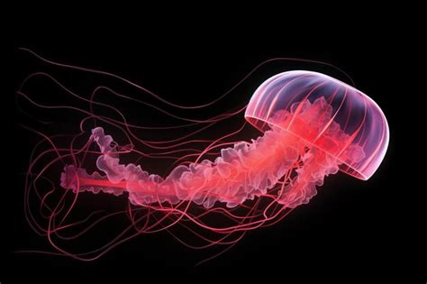 Premium Photo Beautiful Jellyfish Moving Through The Water Neon Lights