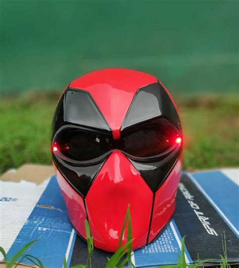Custom Deadpool Red Helmet For Motorcycle Approved Dotece Gm
