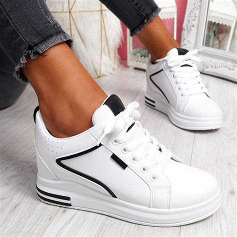 Womens Ladies Lace Up Wedge Trainers Party Sneakers Women Summer Shoes
