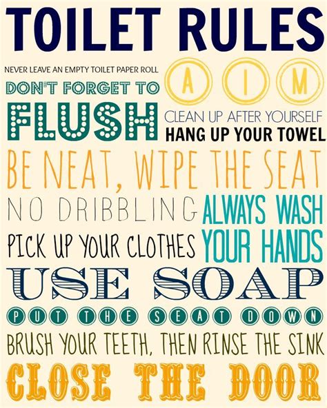 Toiletposter Toilet Rules Bathroom Rules Printable Bathroom Rules Sign
