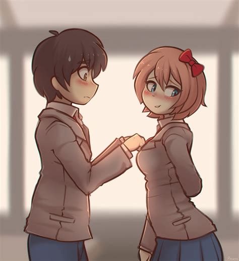 Doki Doki Literature Club Protagonist And Sayori Ddlc Literature