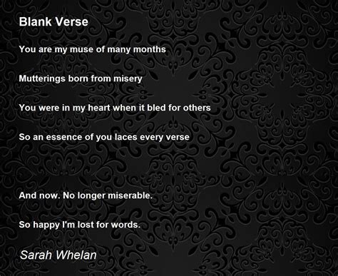 Blank Verse By Sarah Whelan Blank Verse Poem