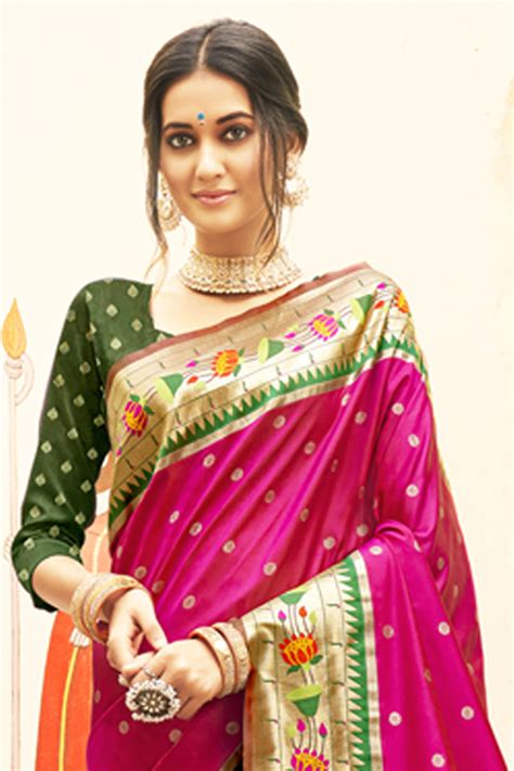 Buy Magenta Pink Paithani Saree Online Karagiri