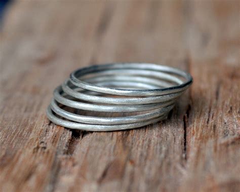 Fine Sterling Silver Stacking Rings Set Of 5 Stackers 1mm Etsy