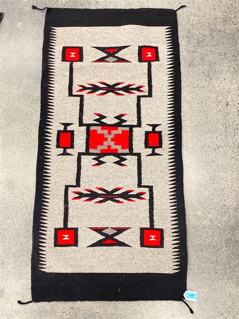 Lot Native American Storm Pattern Wool Rug