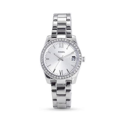 Fossil Ladies Scarlette Three Hand Date Silver Tone Stainless Steel Watch