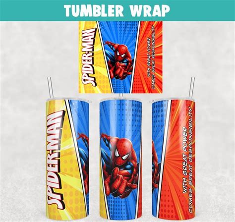 Spiderman Marvel Comic Book Quote Tumbler Wrap Templates 20oz Skinny