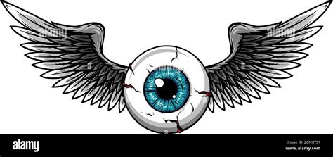 Vector Illustration Of Tattoo Flying Eyeball Design Stock Vector Image