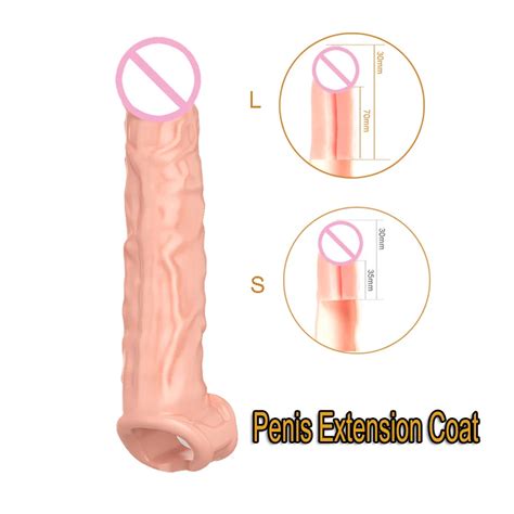 Silicone Penis Enlargement Coat Condoms Penis Extension Sleeves For Adults Intimate Goods